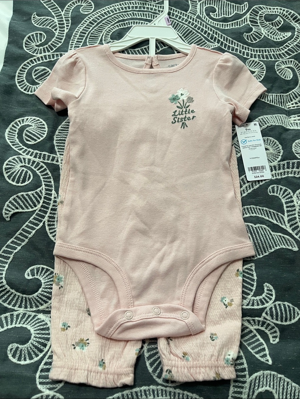 Carter's Light Pink 'Little Sister' Floral Two-Piece Bodysuit